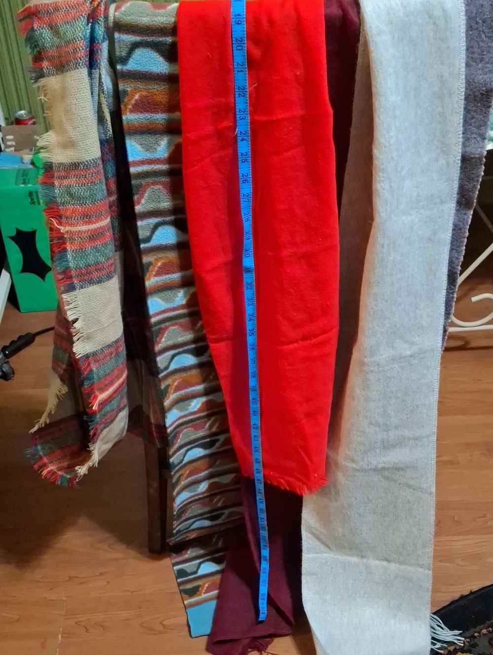 Patagonia Blue and Orange Striped Fleece Scarf + 5 Other Scarves, Mostly Wool